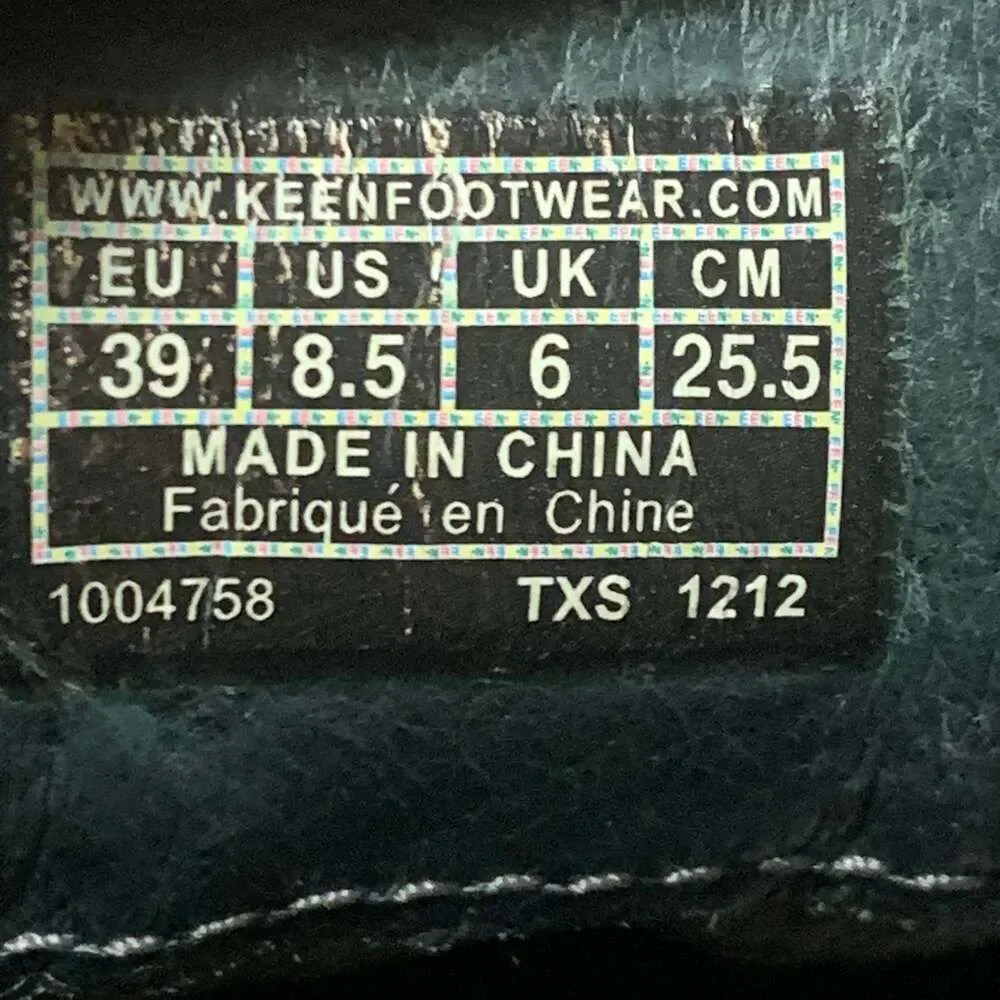 Keen Black Leather Walking Shoes, Size 8.5W- Contrast Stitching